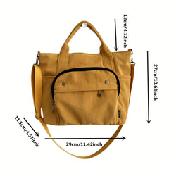 Corduroy Satchel Crossbody Bag Lightweight Durable Tote Bag