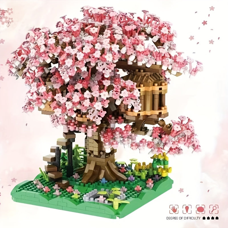 Mini Cherry Bonsai Tree Building Set - Mini Blocks Sakura Tree House Kit