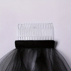 Bridal Veil Pearl Gloves Short Satin Edge Net Veil Wedding Bachelorette Party