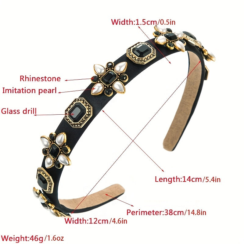 Retro Crystal Head Band Wide Brim Head Hoop Head Jewelry Hair Accessories