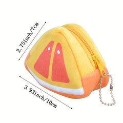 Plush Lipstick Storage Bag Zipper Triangle Fruit Coin Purse Keychain