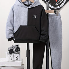 Boy's 2pcs Clash Hoodie & Sweatpants Set Graffiti Eye Pattern