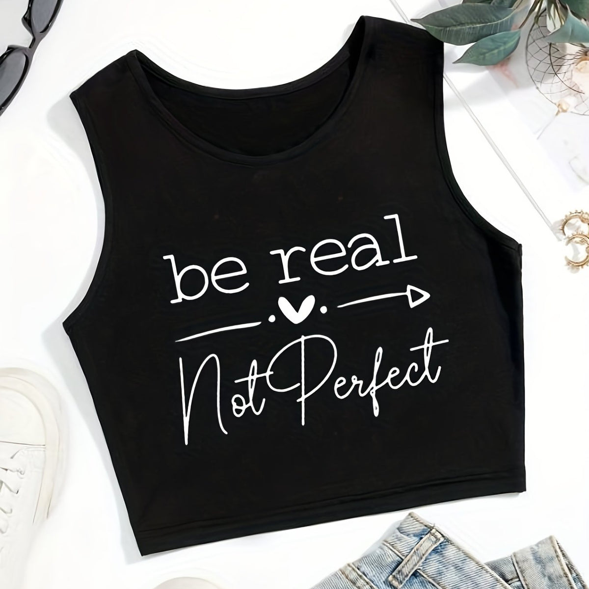 Be Real Cropped Tank Top Sexy Summer Sleeveless Casual Top