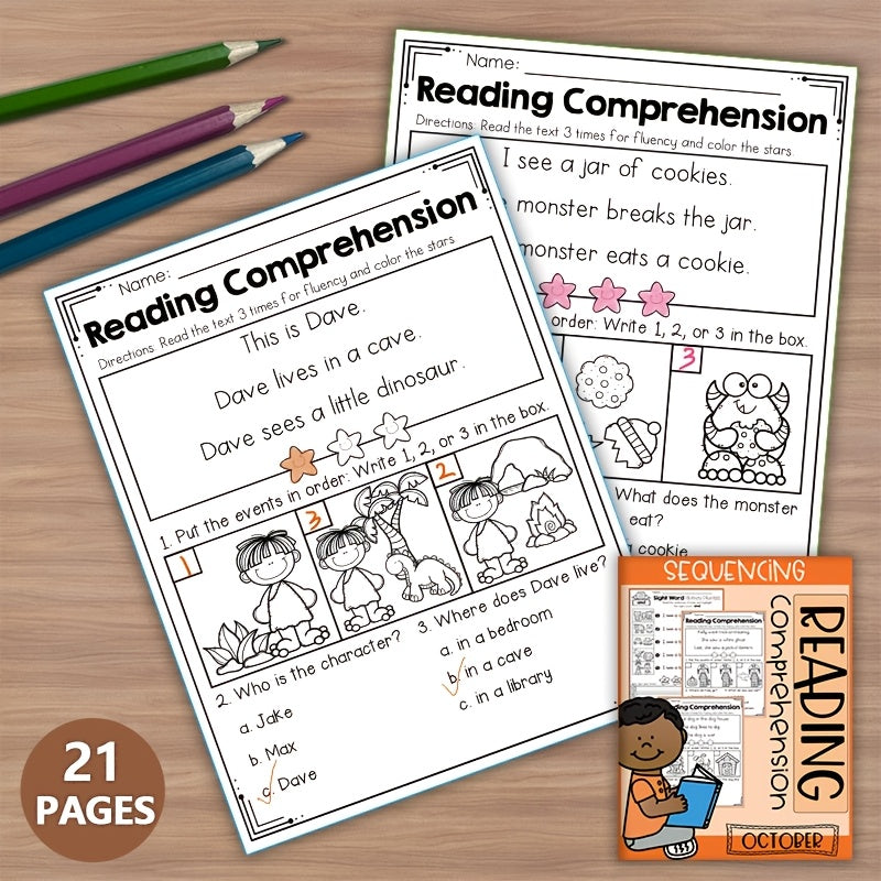 Monster Crew October Sequencing Reading Comprehension Worksheets