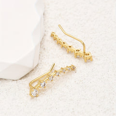 Zircon Decor Earrings Minimalist Style Copper 14K Plated Jewelry