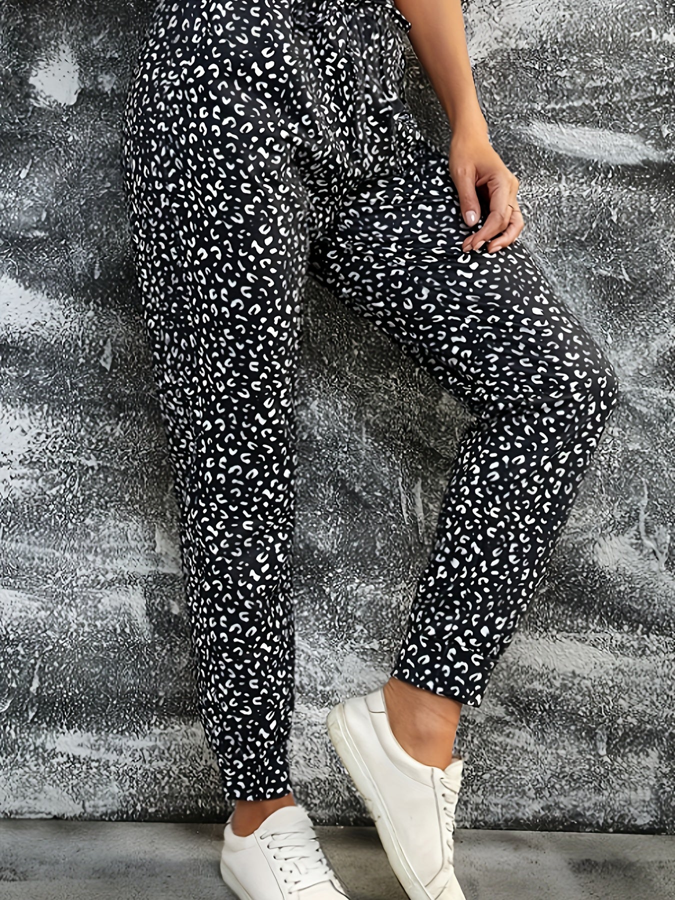  Dalmatian Print Elastic High Rise Jogger Trousers