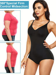 Full Body Shapewear Trainer Bodysuit V Neck Jumpsuits Tummy Control