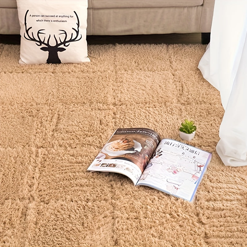 6pcs Soft Foam Interlocking Carpet Shaggy Mat Comfortable Area Rugs