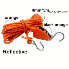 Camping Tent Tie Down Rope Tightener Fastening Pulley Ratchet Hangers