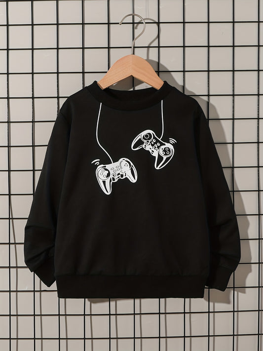Gamepad Boys Pullover Sweatshirt Long Sleeve Crew Neck Tops