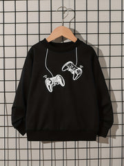 Gamepad Boys Pullover Sweatshirt Long Sleeve Crew Neck Tops