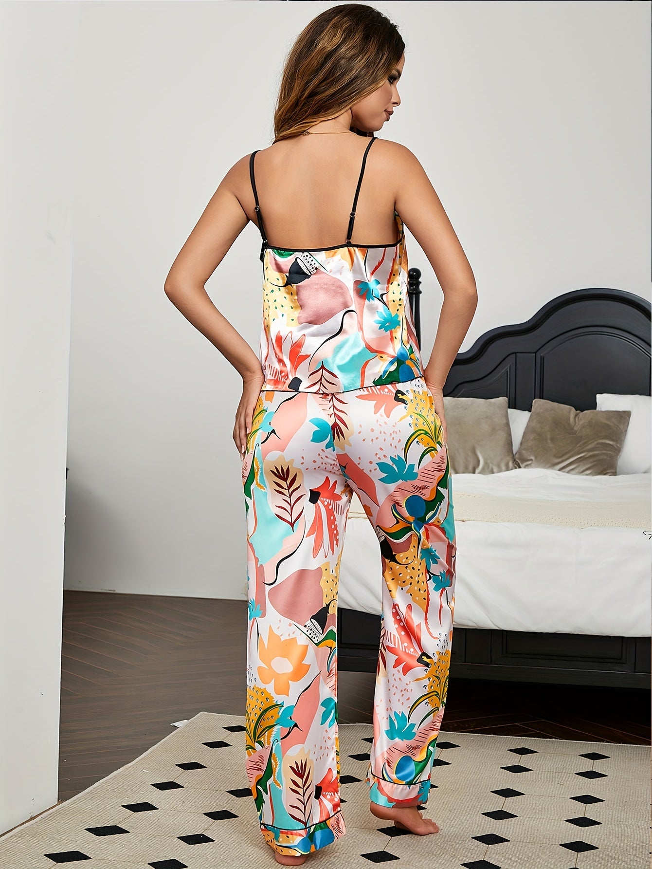 Floral Print Pajama Set Cami Top & Pants Sleepwear