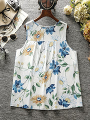 Floral Print Ruched Tank Top