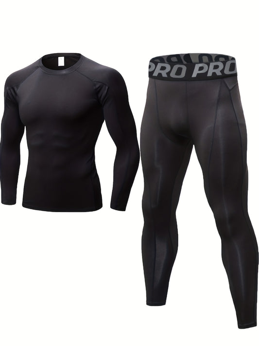 Men's Quick Dry Athletic Tracksuit Long Sleeve Jersey Stretch Leggings