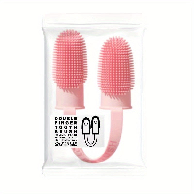 Pet Toothbrush Dog Cat Double Finger Cover Teeth Cleaner Oral Cleaning Tool