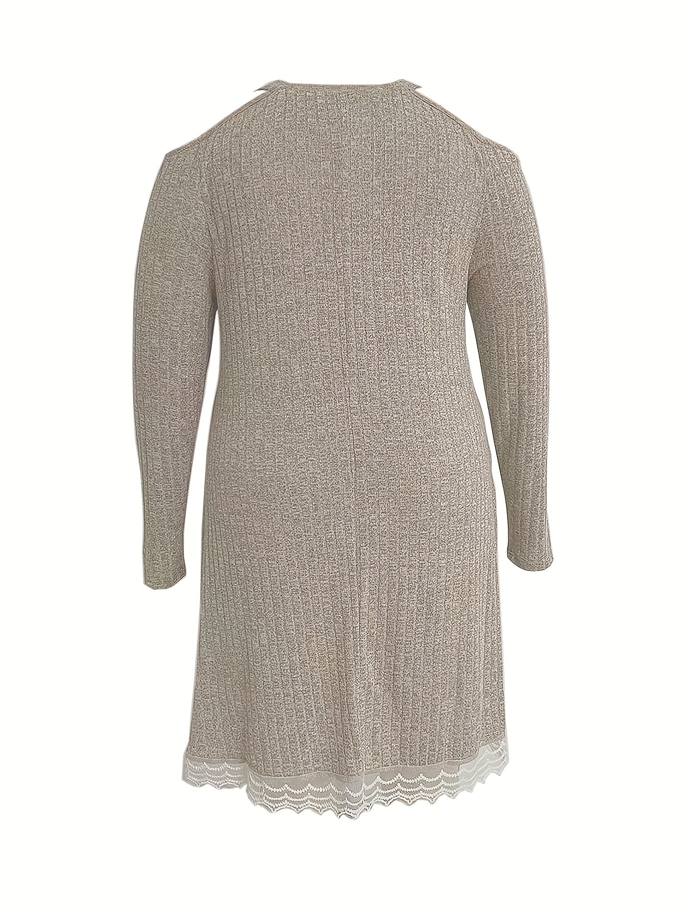  Colorblock Lace Sweater Dress