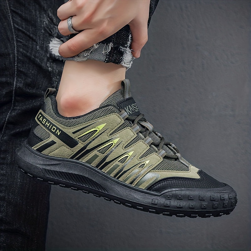 Men's Breathable PU Leather Hiking Shoes Non Slip Sneakers