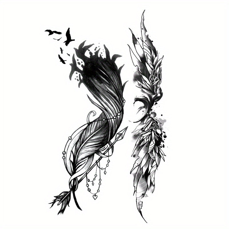 Waterproof Feather Tattoo Sticker Stylish Long Lasting Temporary Tattoo