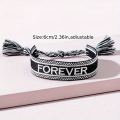 Tassel Letter Embroidered Fabric Bracelet Kids Accessories