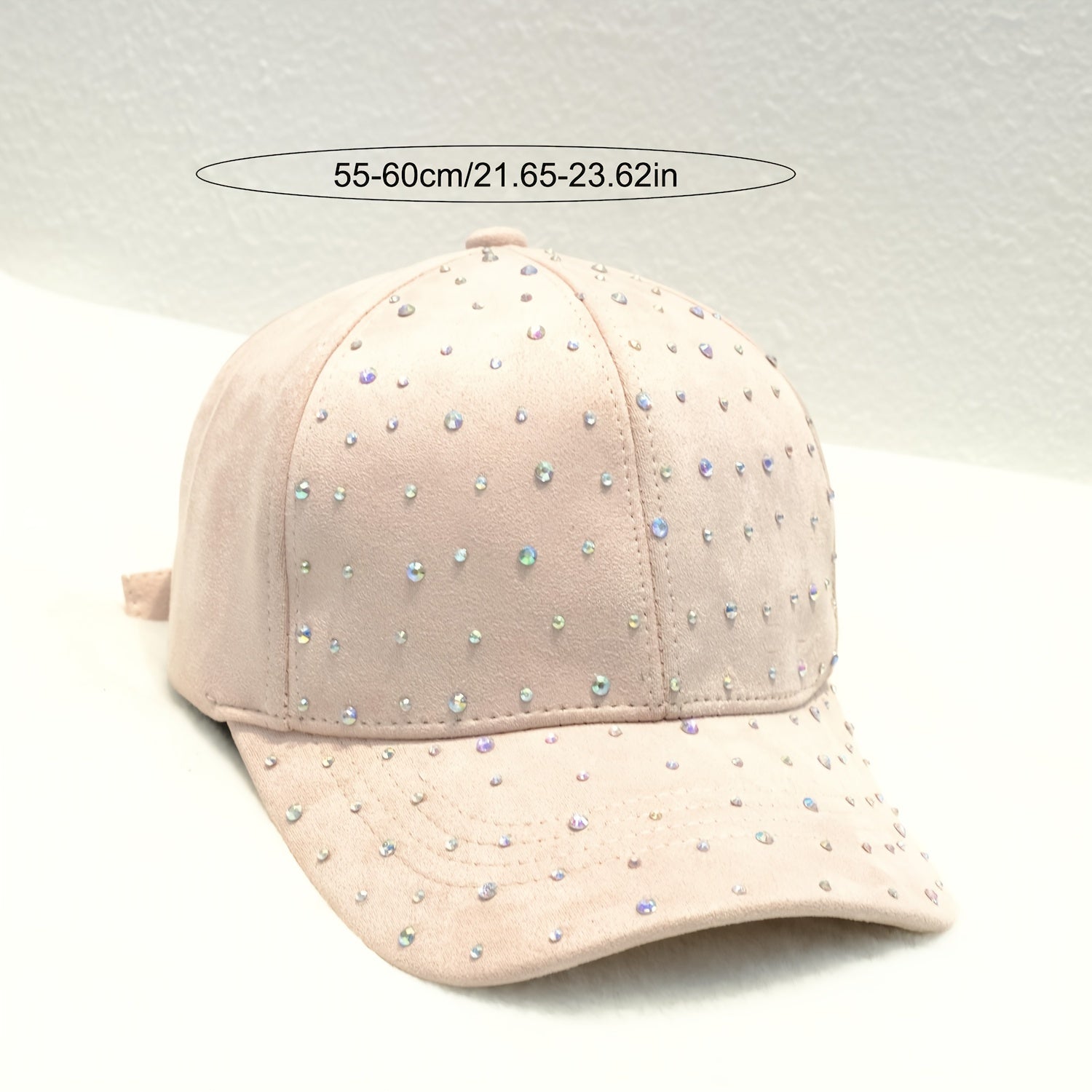 Pink Suede Baseball Cap Full Rhinestone Decor Sunscreen Dad Hats