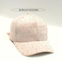 Pink Suede Baseball Cap Full Rhinestone Decor Sunscreen Dad Hats