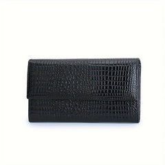 Crocodile Pattern Bifold Wallet for Women | Magnetic Closure | Large Capacity