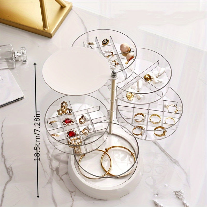 Rotatable 5-Layer Jewelry Organizer Box with Lid