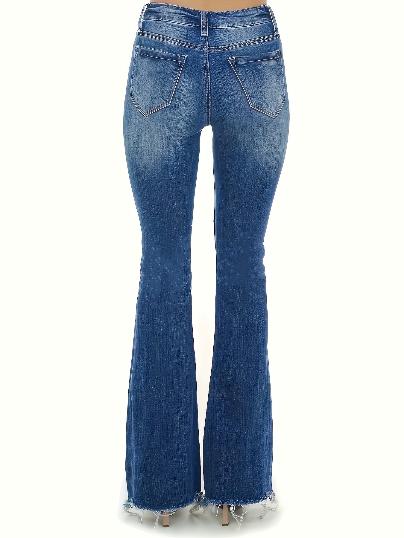  Cut Out Raw Trim Flared Leg Jeans