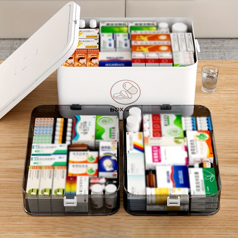 Large Capacity Medicine Organizer with Handle for Home & Travel Storage
