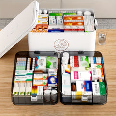 Large Capacity Medicine Organizer with Handle for Home & Travel Storage