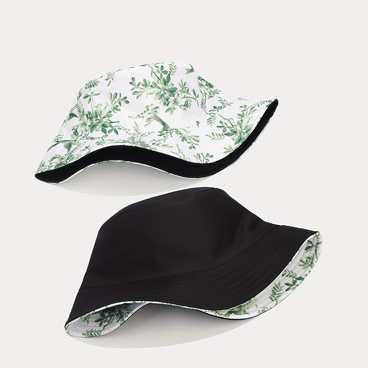 Retro Print Pattern Double-sided Bucket Hat Unisex Spring Summer Sun Protection