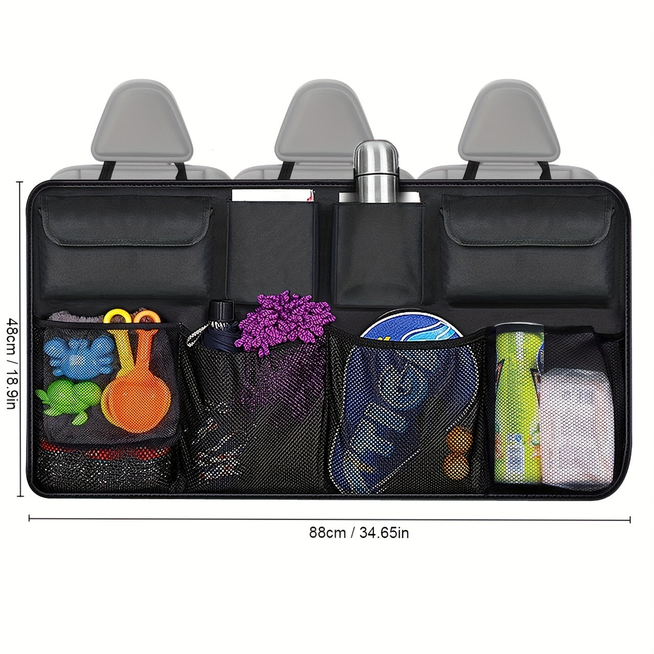 Universal Car Backseat Organizer with LED Light - Increase Storage Capacity