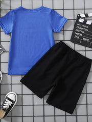 Boys Smile Print Tee Matching Shorts Summer