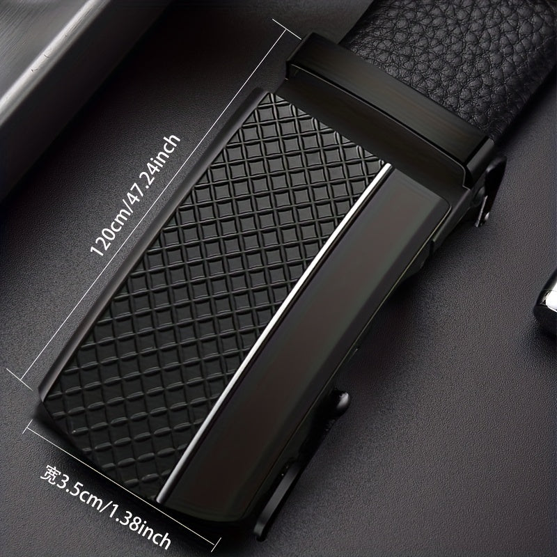 Men's Pu Leather Belt Automatic Buckle Business Casual All match Belt