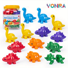 Dinosaur Pairing Toy Alphabet Number Pattern with Storage Bucket
