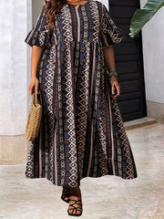 Casual Dress Women's Plus Ruffle Trim Maxi Dress