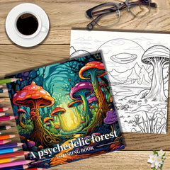 Psychedelic Forest Coloring Book Deluxe Edition 22 Pages 20x20cm