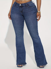  Women's Flared Leg Denim Pants Medium Stretch Slim Fit Jeans