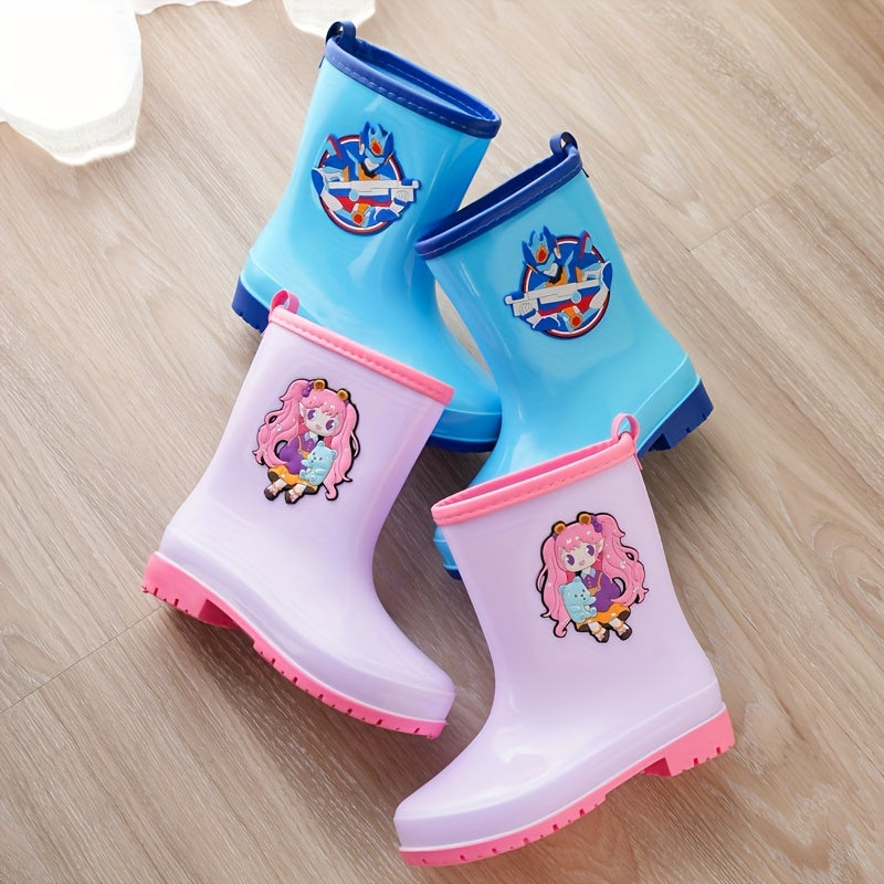 Kids Cartoon Rain Boots Waterproof Slip On Non Slip