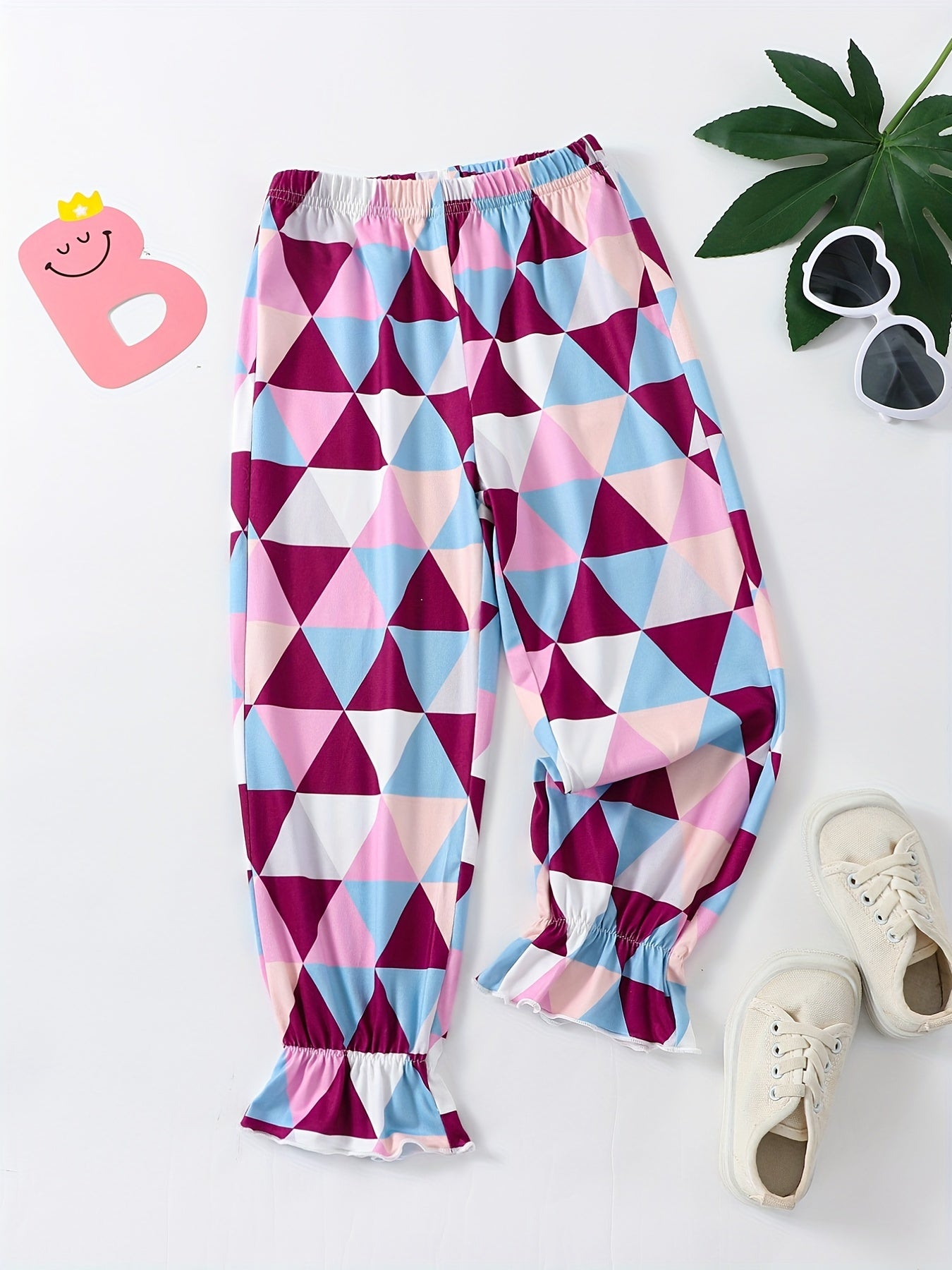 Girls Geometric Pattern Baggy Pants for All Seasons