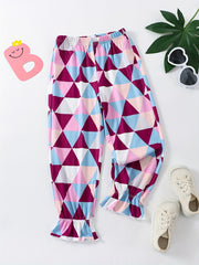 Girls Geometric Pattern Baggy Pants for All Seasons