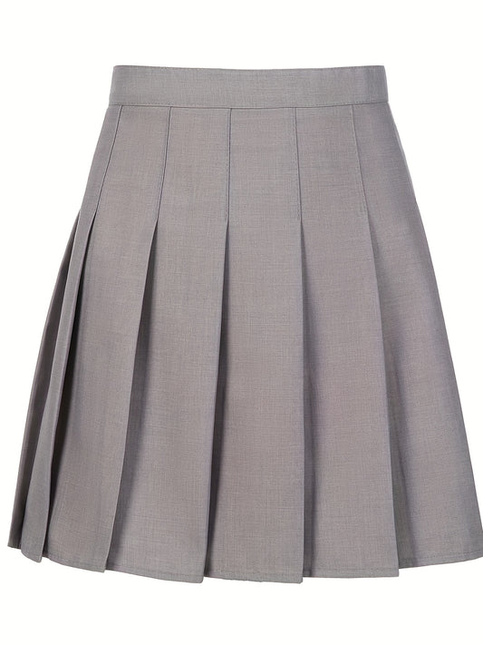 Kid Girls' Pleated Skirt High Waist Preppy Skirt Multicolor Optional
