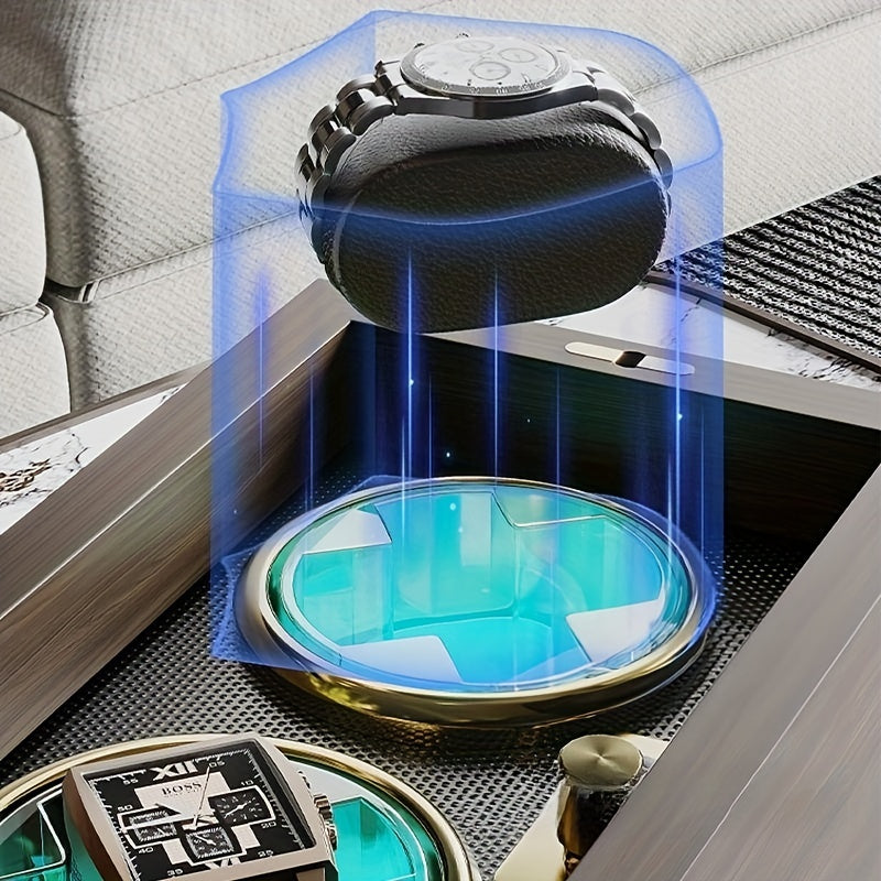 Wood Grain Lithium Watch Winders, 2 Slots, LED Light