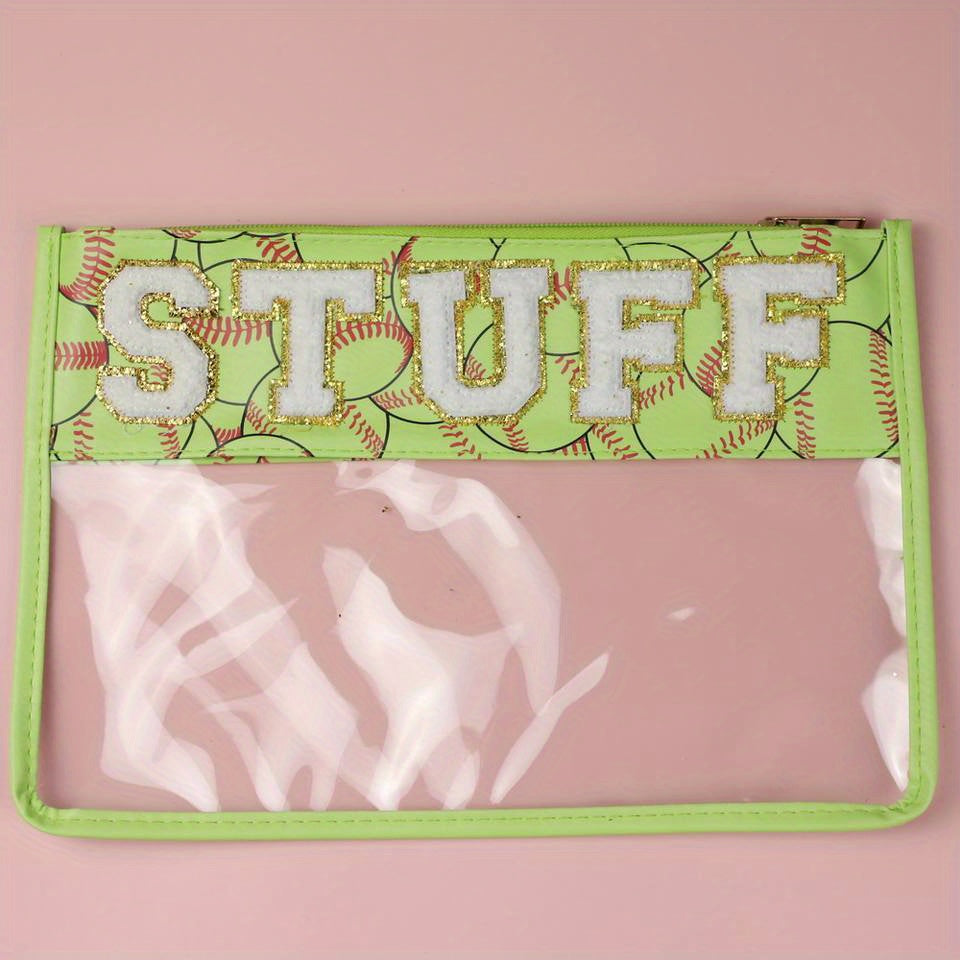 Clear Zipper Pouches Waterproof Toiletry Bag Baseball Softball Cosmetic Bag