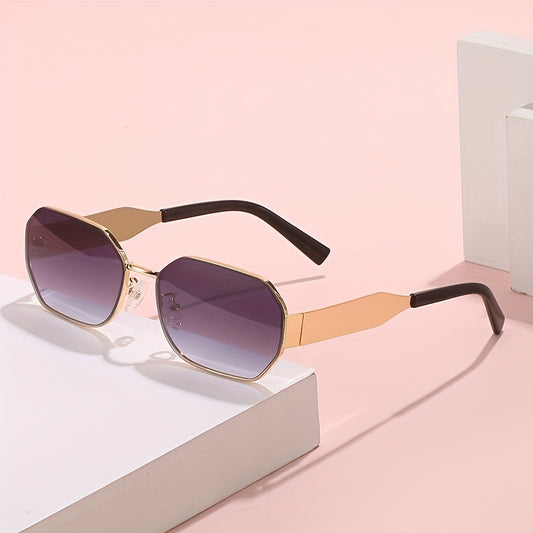 Polygonal Metal Frame Sunglasses Golden And Gray