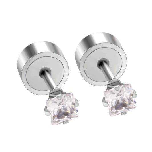 Girl's Zircon Princess Stud Earrings - Princess Style Jewelry