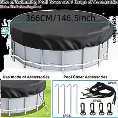 4 Pack 57m Above Ground Pool Cover: Waterproof & Dustproof