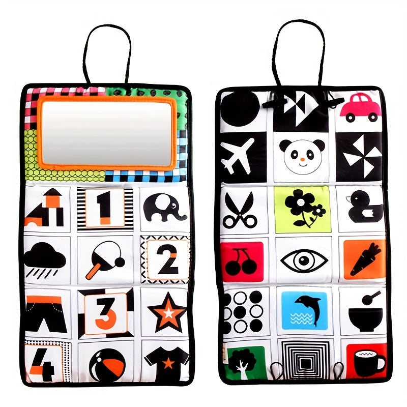 Baby Fun Mirror Car Hanging Foldable Vision Training Pattern Rectangular Mirror