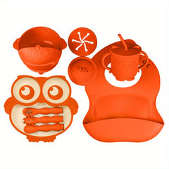 Baby Led Weaning Food Set - Silicone Bib, Bowl, Sippy Cup, Snack Lid, Divided Fo