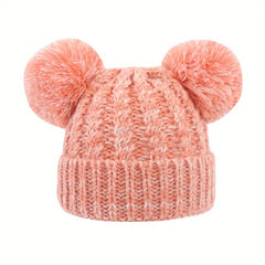 Children's Wool Ball Windproof Knitted Hat for Winter